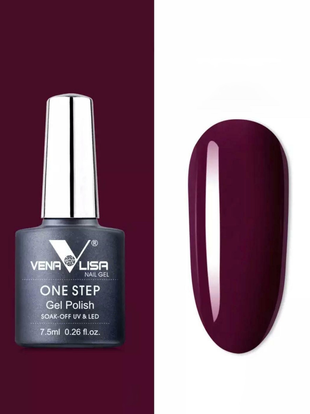 VENALISA One Step High-Gloss Soak-Off UV & LED Gel Nail Polish 7.5ml - Shade 993, Maroon
VENALISA One Step High-Gloss Soak-Off UV & LED Gel Nail Polish 7.5ml - Shade 993, Maroon