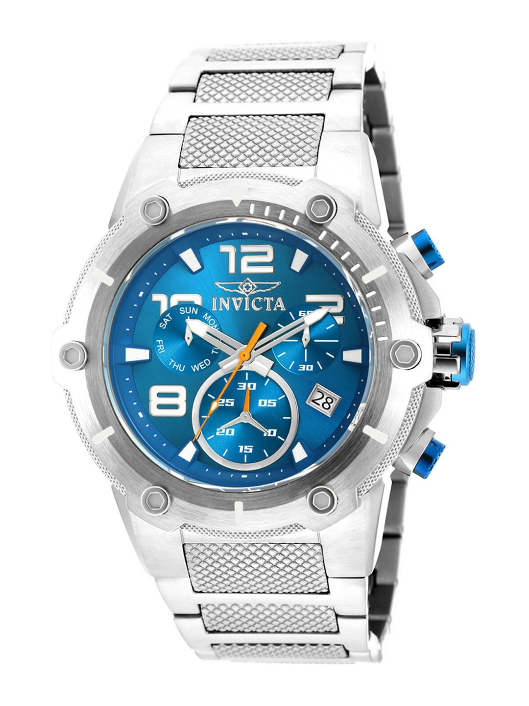 Invicta Men Dial & Stainless Steel Bracelet Style Straps Analogue Watch 19527, Blue
Invicta Men Dial & Stainless Steel Bracelet Style Straps Analogue Watch 19527, Blue