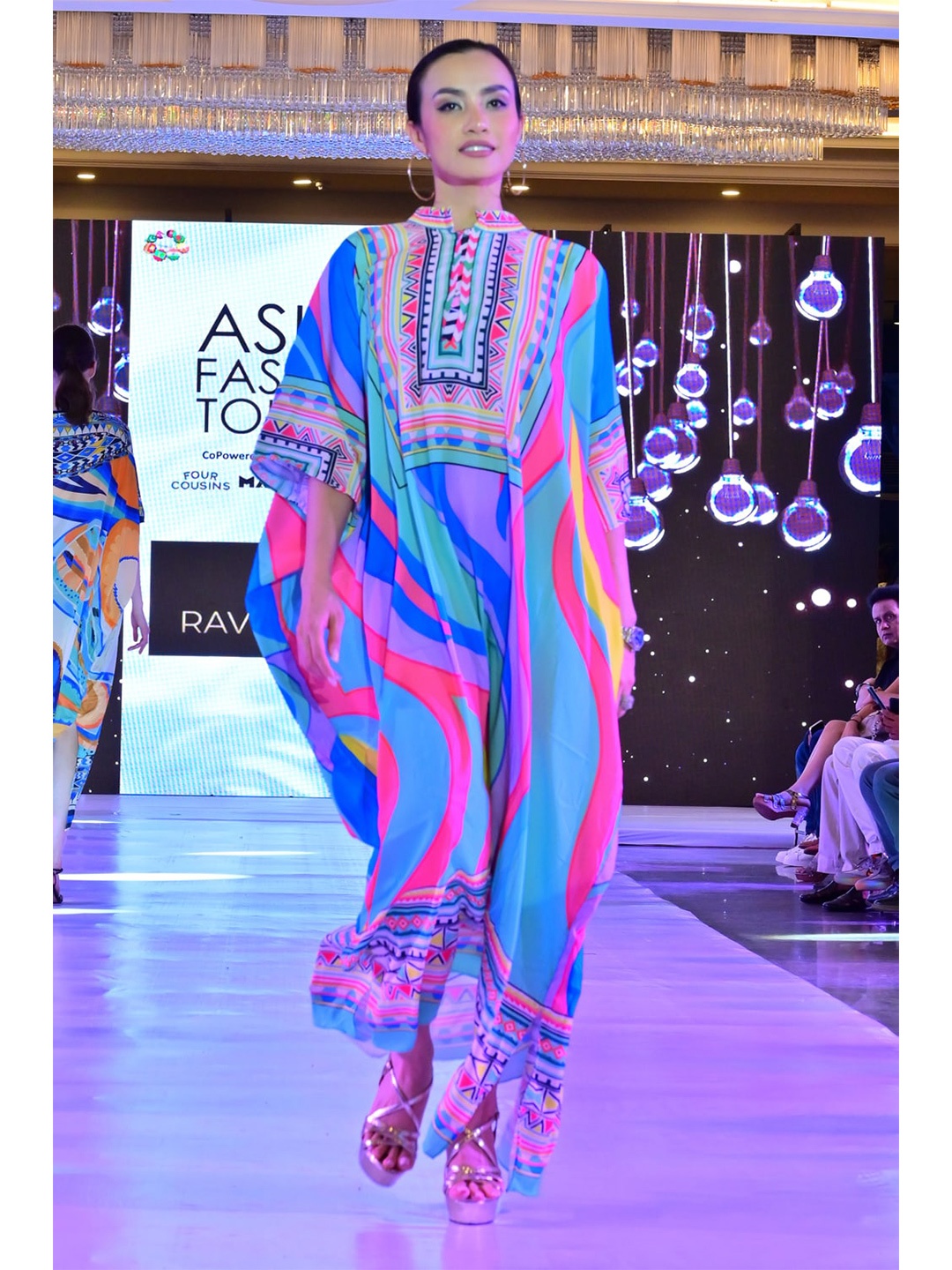 Rajoria Instyle Abstract Printed Kaftan Maxi Dress, Blue