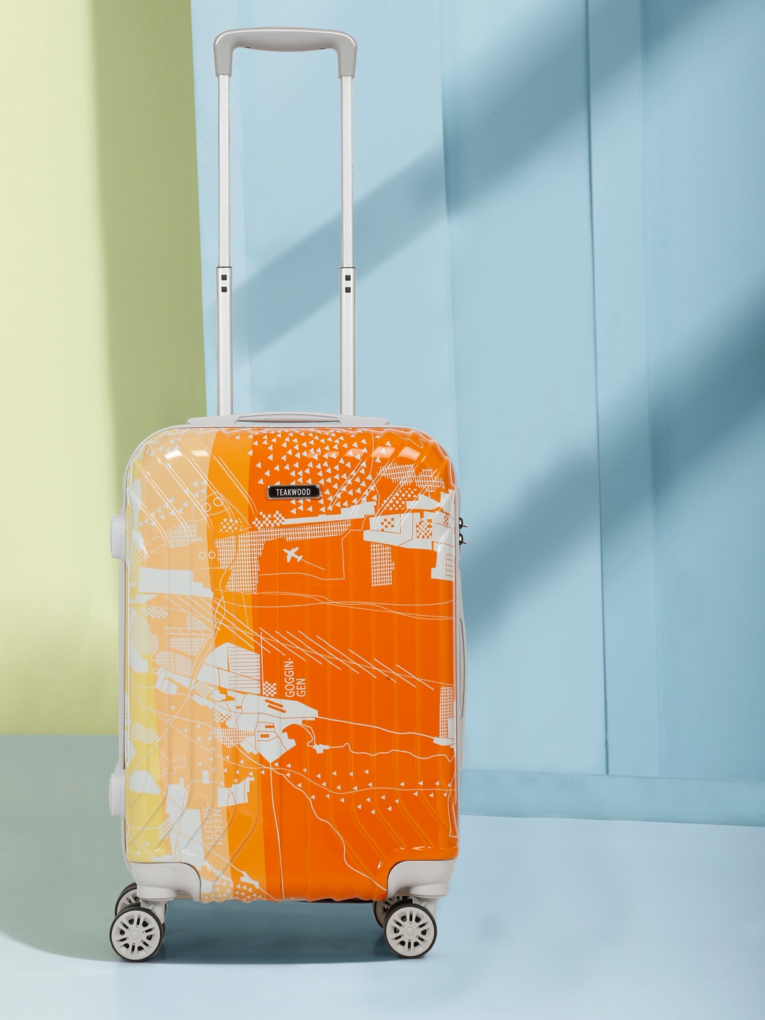 Teakwood Leathers Printed 360 Degree Rotation Hard Cabin Trolley Bag- 32.2 L, Orange
Teakwood Leathers Printed 360 Degree Rotation Hard Cabin Trolley Bag- 32.2 L, Orange