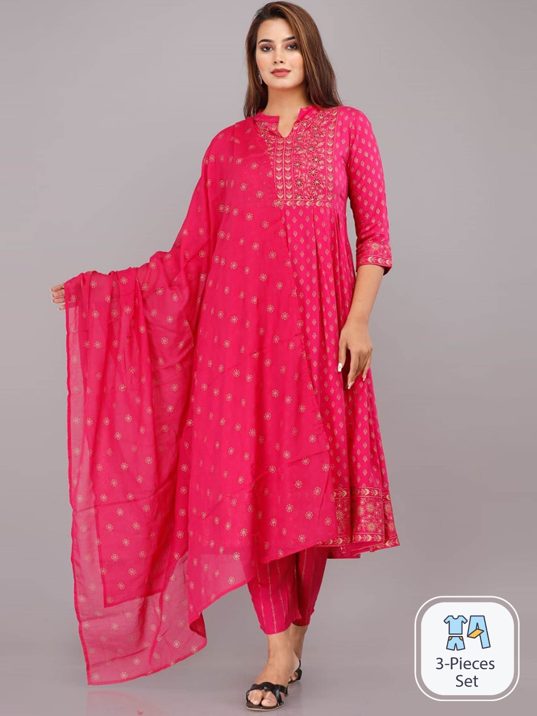 ao services Floral Foil Printed Thread Work Straight Kurta & Trousers With Dupatta, Pink
ao services Floral Foil Printed Thread Work Straight Kurta & Trousers With Dupatta, Pink
