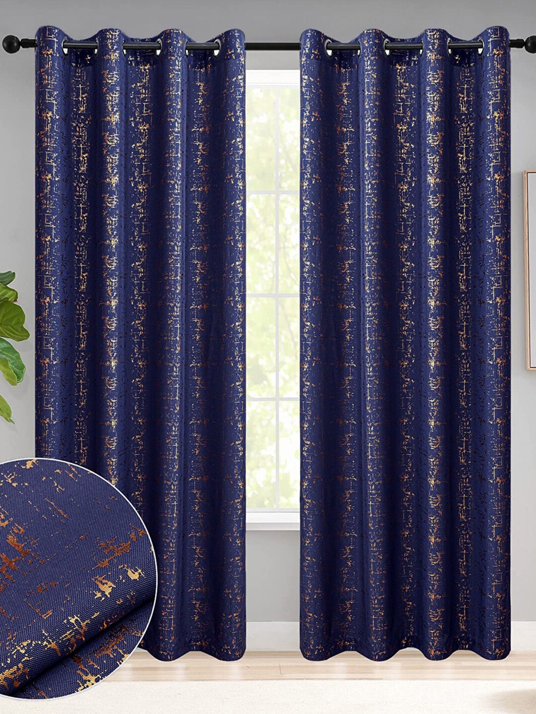 URBAN SPACE Gold Foil Navy Blue & Gold-Toned Abstract Black Out Cotton Door Curtain
URBAN SPACE Gold Foil Navy Blue & Gold-Toned Abstract Black Out Cotton Door Curtain