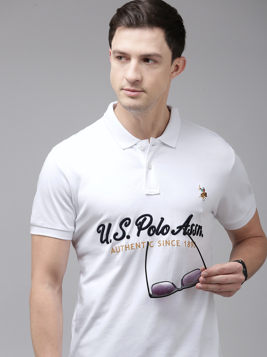 U.S. Polo Assn. Brand Logo Embroidered Polo Collar Pure Cotton Slim Fit T-shirt, White
U.S. Polo Assn. Brand Logo Embroidered Polo Collar Pure Cotton Slim Fit T-shirt, White