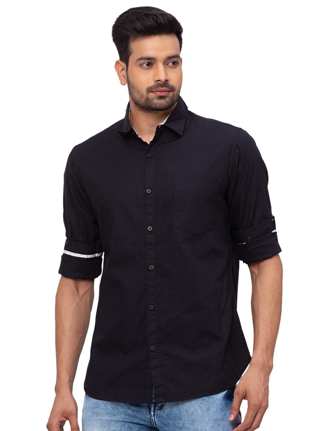 SNX Classic Tailored Fit Opaque Micro Ditsy Printed Pure Cotton Casual Shirt, Black
SNX Classic Tailored Fit Opaque Micro Ditsy Printed Pure Cotton Casual Shirt, Black