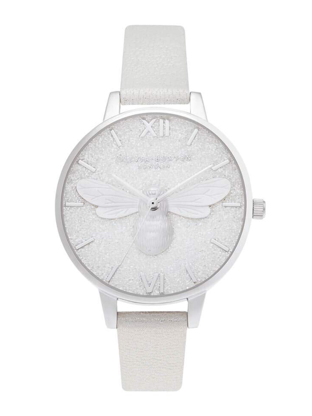 Olivia Burton Women Lucky Bee Embellished Dial Leather Wrap Around Straps Analogue Watch, Silver
Olivia Burton Women Lucky Bee Embellished Dial Leather Wrap Around Straps Analogue Watch, Silver