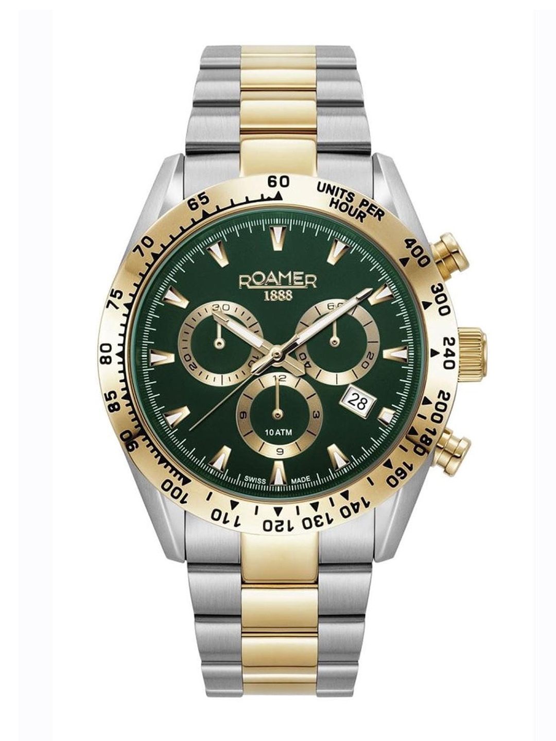 ROAMER Men Green Dial & Silver Toned Stainless Steel Bracelet Style Straps Analogue Watch 850837 47 75 20
ROAMER Men Green Dial & Silver Toned Stainless Steel Bracelet Style Straps Analogue Watch 850837 47 75 20