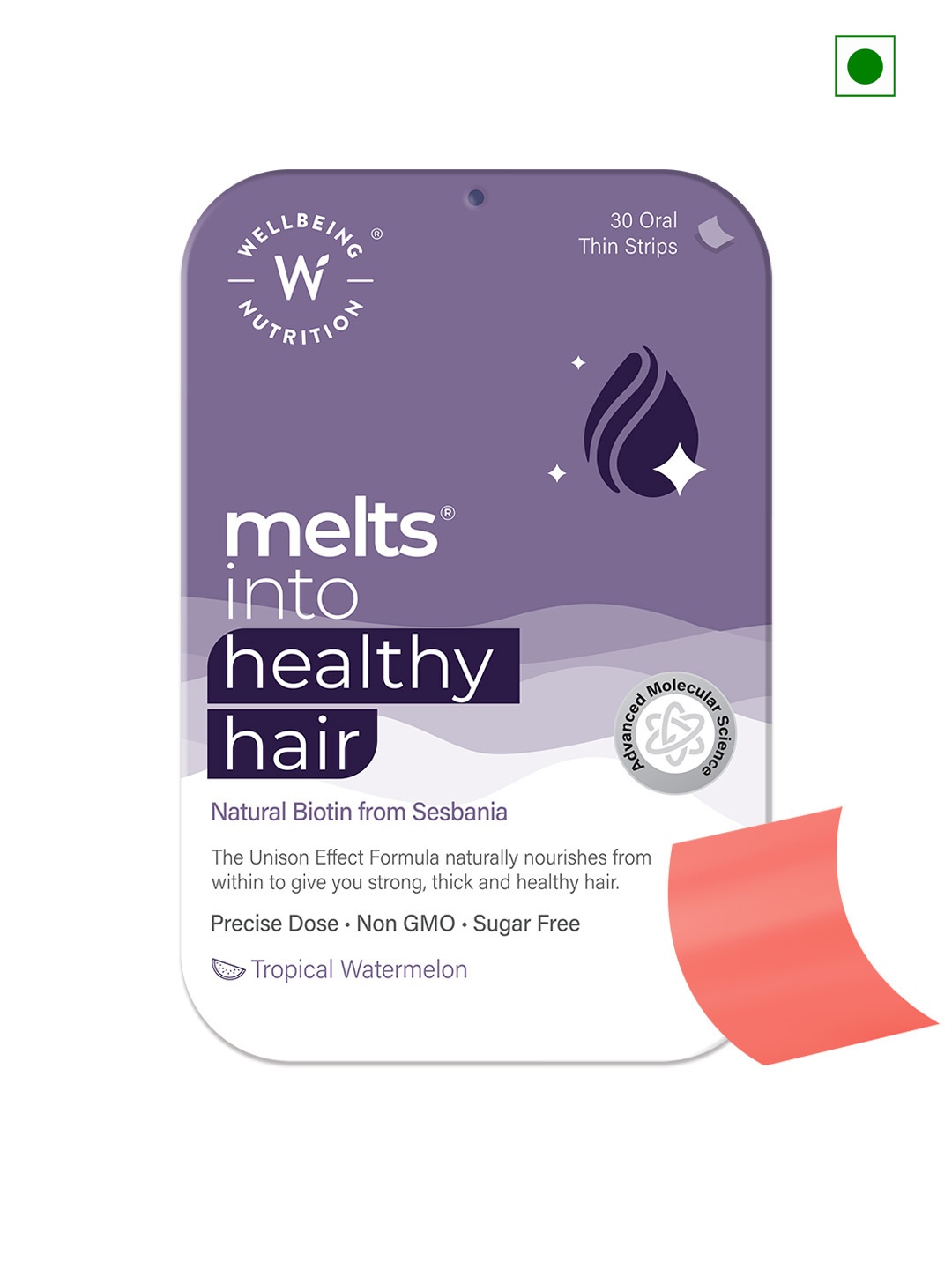 Wellbeing Nutrition Melts Healthy Hair with Plant-Based Biotin & Zinc - 30 Oral Strips, Purple
Wellbeing Nutrition Melts Healthy Hair with Plant-Based Biotin & Zinc - 30 Oral Strips, Purple