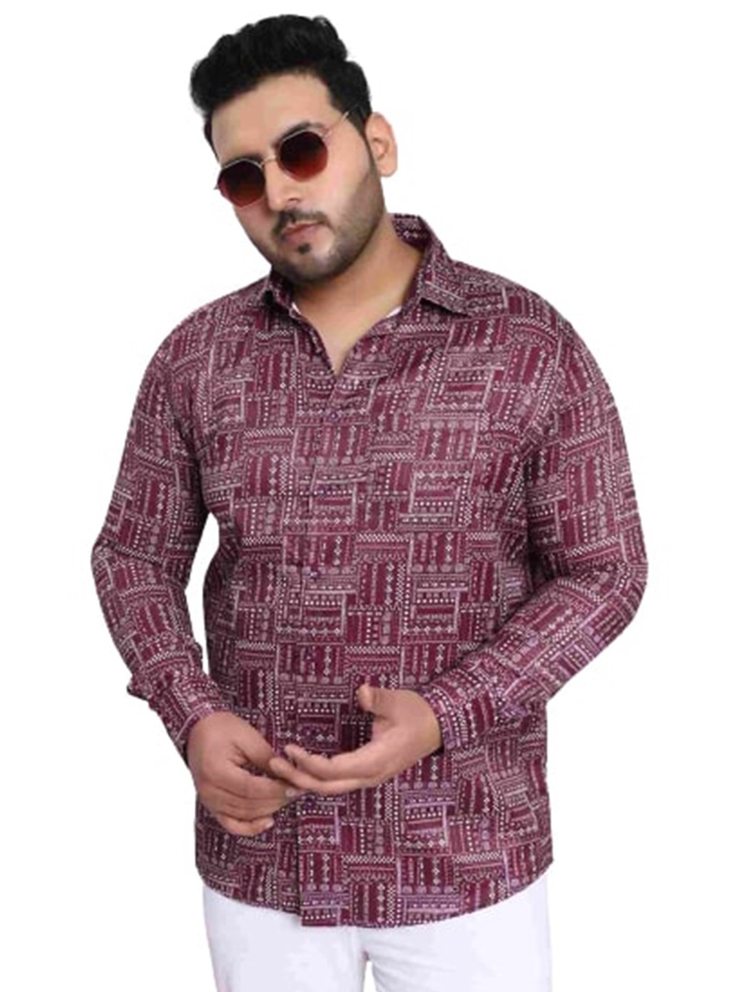 Toodle Plus Plus Size Comfort Geometric Opaque Printed Pure Cotton Casual Shirt, Maroon
Toodle Plus Plus Size Comfort Geometric Opaque Printed Pure Cotton Casual Shirt, Maroon
