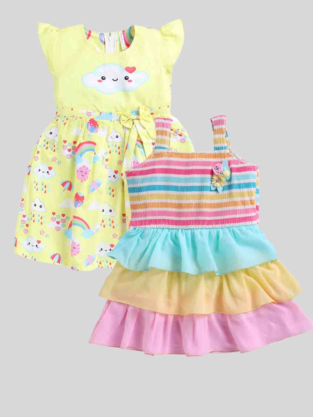 Toonyport Girls Pack Of 2 Graphic Printed Flutter Sleeves Cotton Fit & Flare Dresses, Yellow
Toonyport Girls Pack Of 2 Graphic Printed Flutter Sleeves Cotton Fit & Flare Dresses, Yellow