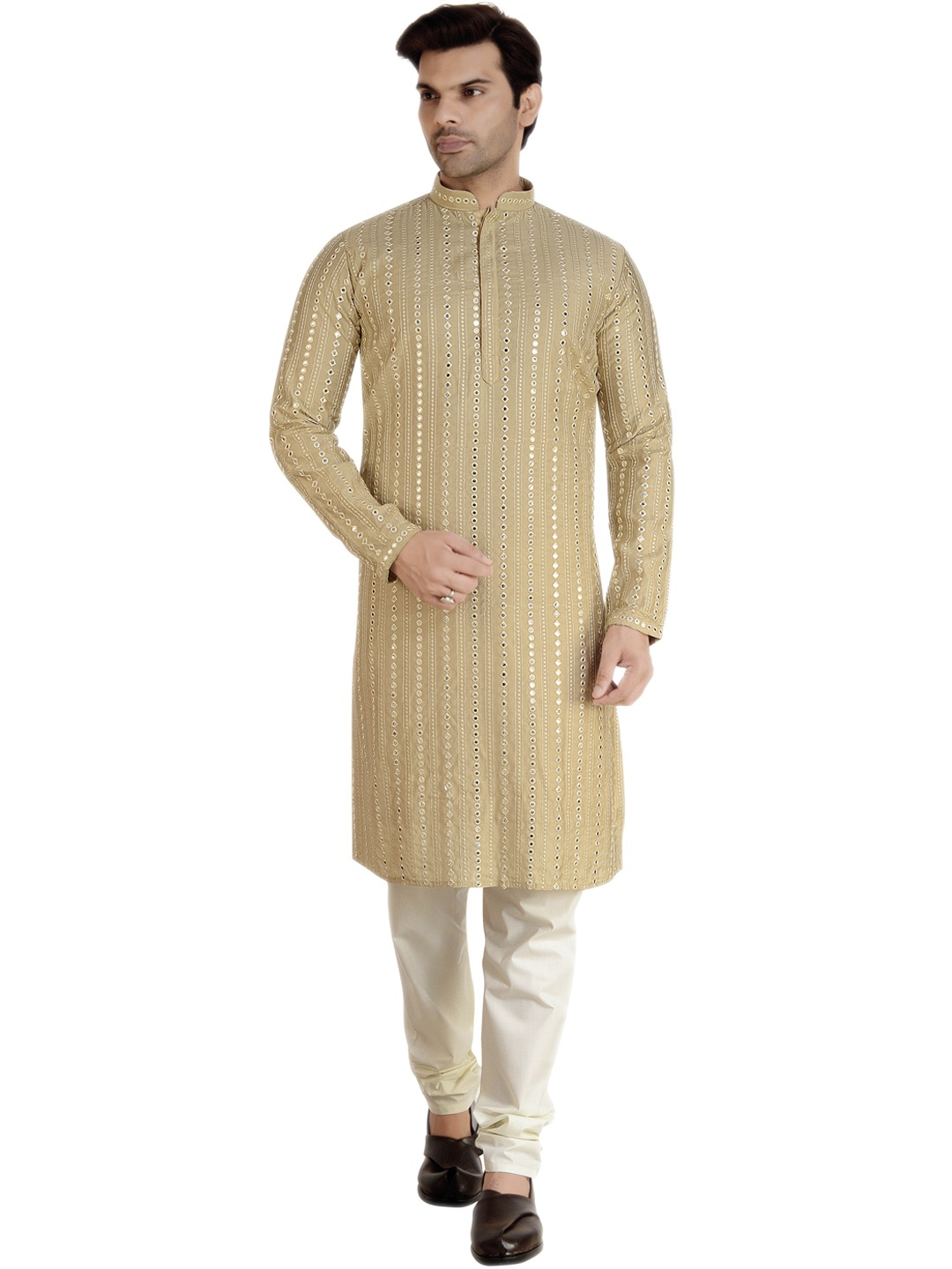 ARRUGA Ethnic Motifs Embellished Mirror Work Mandarin CollarStraight Kurta With Pyjamas, Beige
ARRUGA Ethnic Motifs Embellished Mirror Work Mandarin CollarStraight Kurta With Pyjamas, Beige