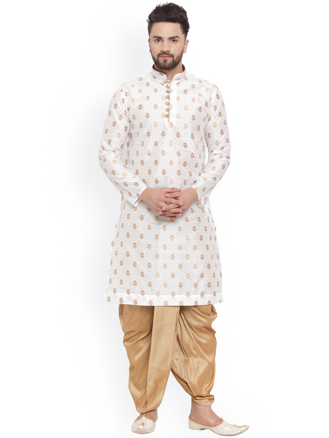 Sydney Heights Ethnic Motifs Woven Design Mandarin Collar Kurta with Dhoti Pants, White
Sydney Heights Ethnic Motifs Woven Design Mandarin Collar Kurta with Dhoti Pants, White
