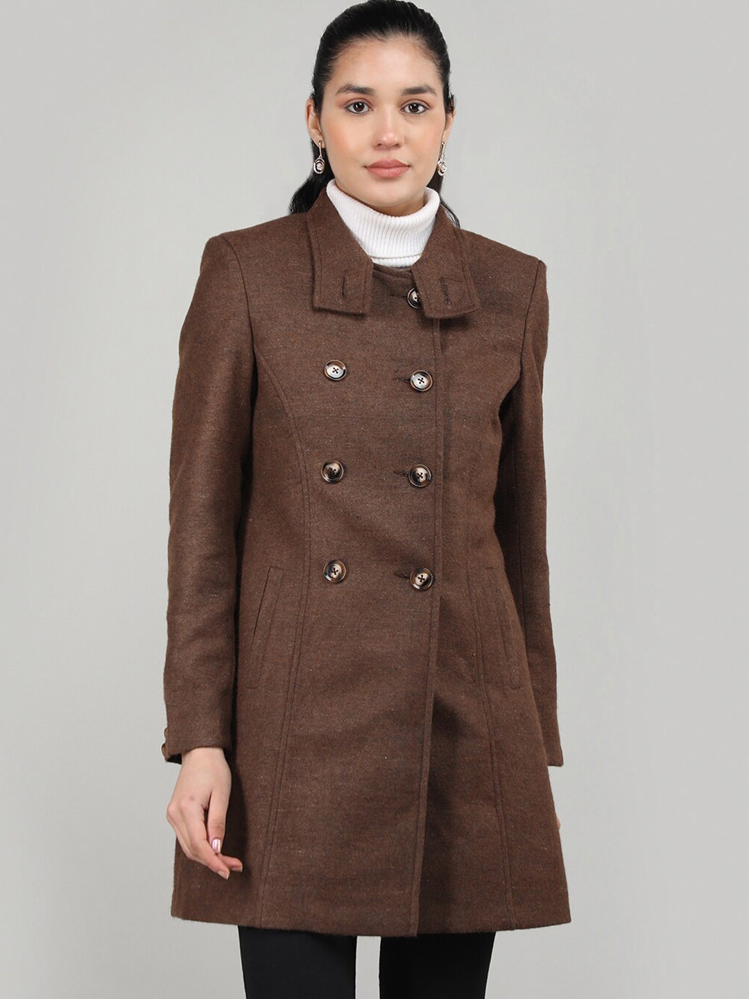 CHKOKKO Double Breasted Overcoat, Tan