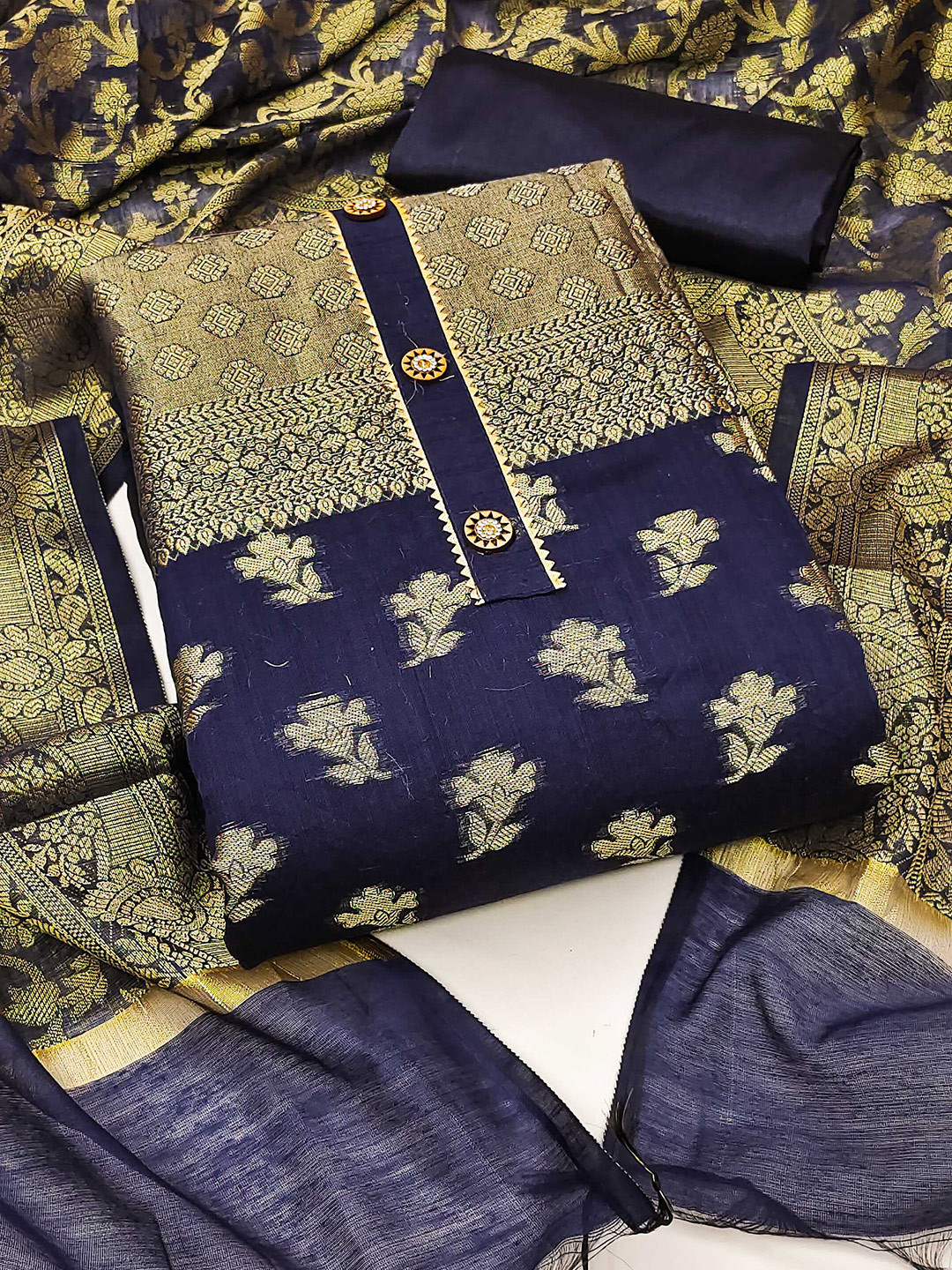 SHADOW & SAINING Ethnic Motifs Woven Design Zari Unstitched Dress Material, Blue
SHADOW & SAINING Ethnic Motifs Woven Design Zari Unstitched Dress Material, Blue