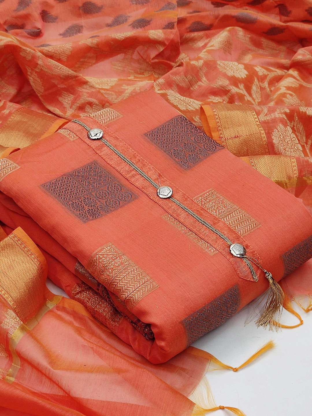 SHADOW & SAINING Ethnic Motifs Woven Designed Zari Jacquard Unstitched Dress Material, Orange
SHADOW & SAINING Ethnic Motifs Woven Designed Zari Jacquard Unstitched Dress Material, Orange