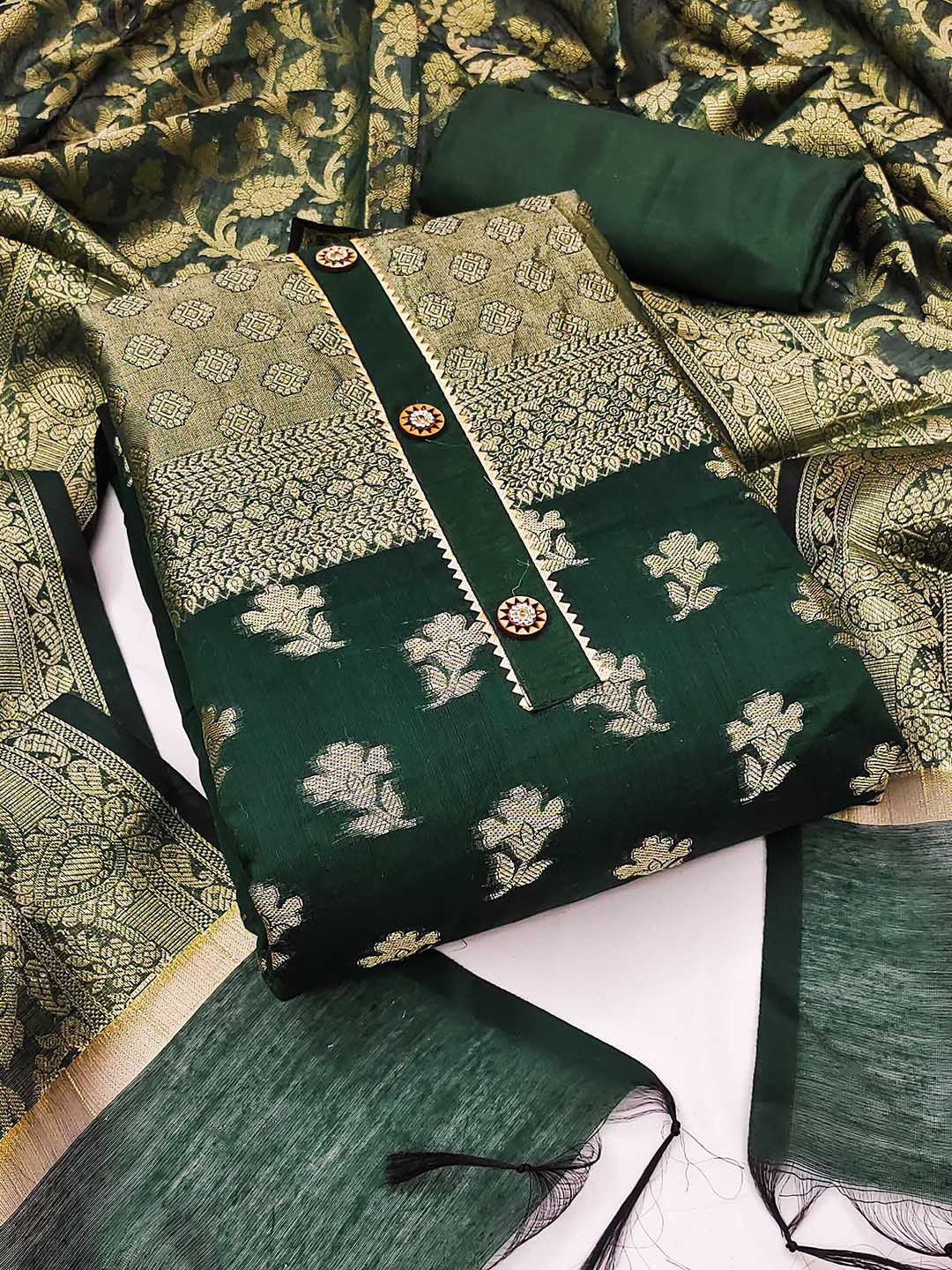 SHADOW & SAINING Ethnic Motifs Woven Design Zari & Gotta Patti Unstitched Dress Material, Green
SHADOW & SAINING Ethnic Motifs Woven Design Zari & Gotta Patti Unstitched Dress Material, Green