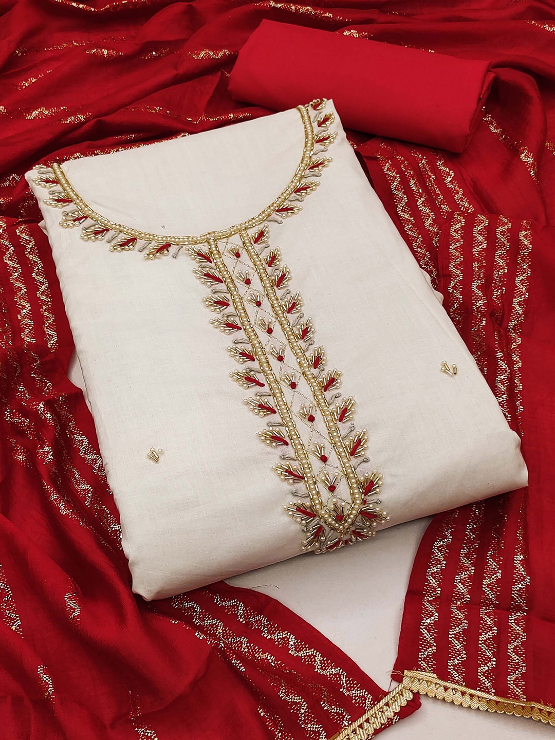 SHADOW & SAINING Ethnic Motifs Embroidered Beads & Stones Unstitched Dress Material, Beige
SHADOW & SAINING Ethnic Motifs Embroidered Beads & Stones Unstitched Dress Material, Beige