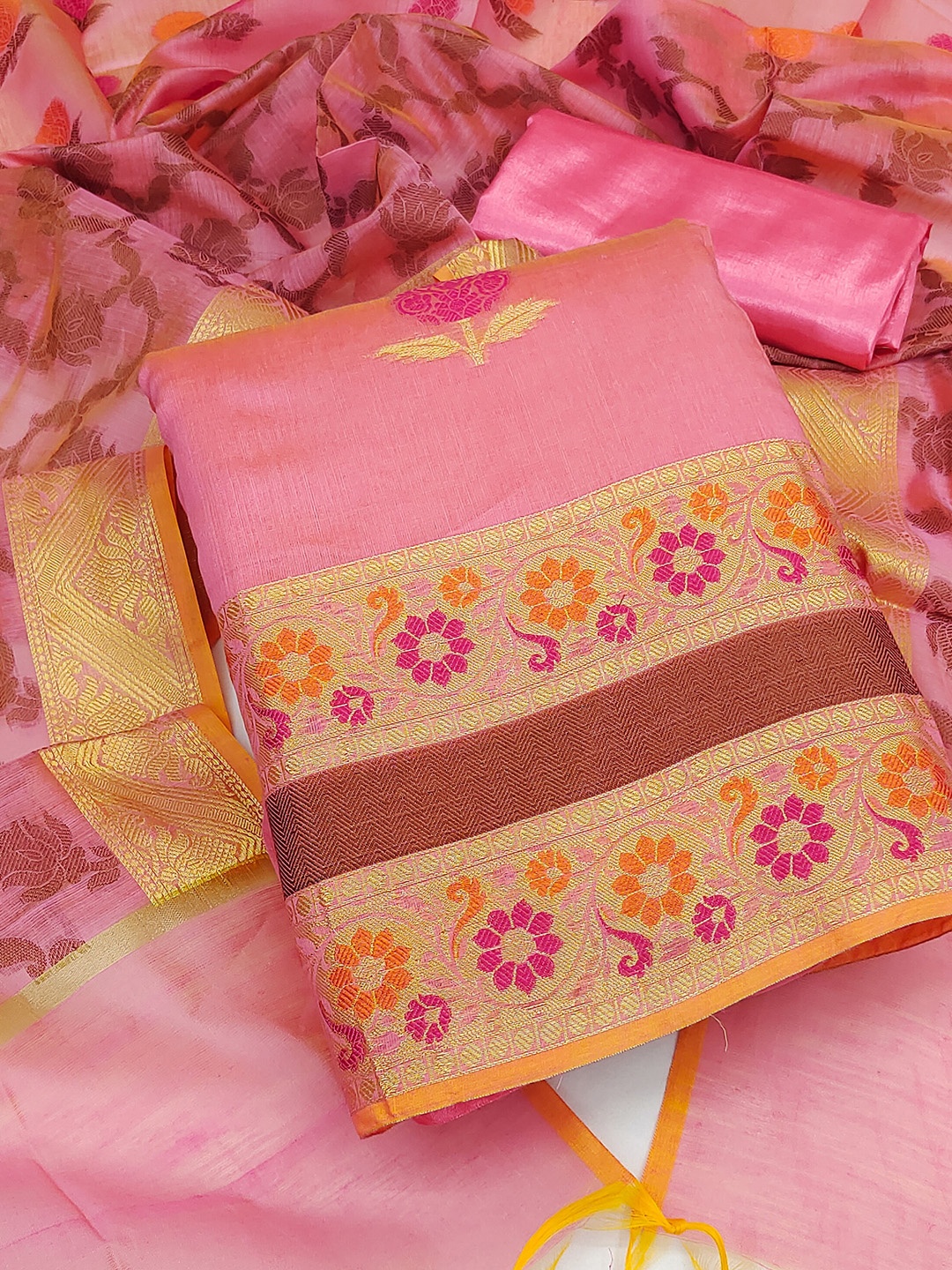 SHADOW & SAINING Ethnic Motifs Woven Design Zari Detail Unstitched Dress Material, Pink
SHADOW & SAINING Ethnic Motifs Woven Design Zari Detail Unstitched Dress Material, Pink