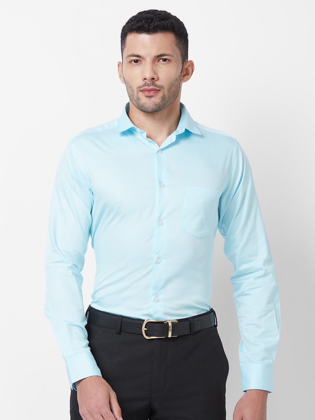 Kenneth Cole Blue Premium Slim Fit Spread Collar Pure Cotton Formal Shirt, Turquoise blue
Kenneth Cole Blue Premium Slim Fit Spread Collar Pure Cotton Formal Shirt, Turquoise blue
