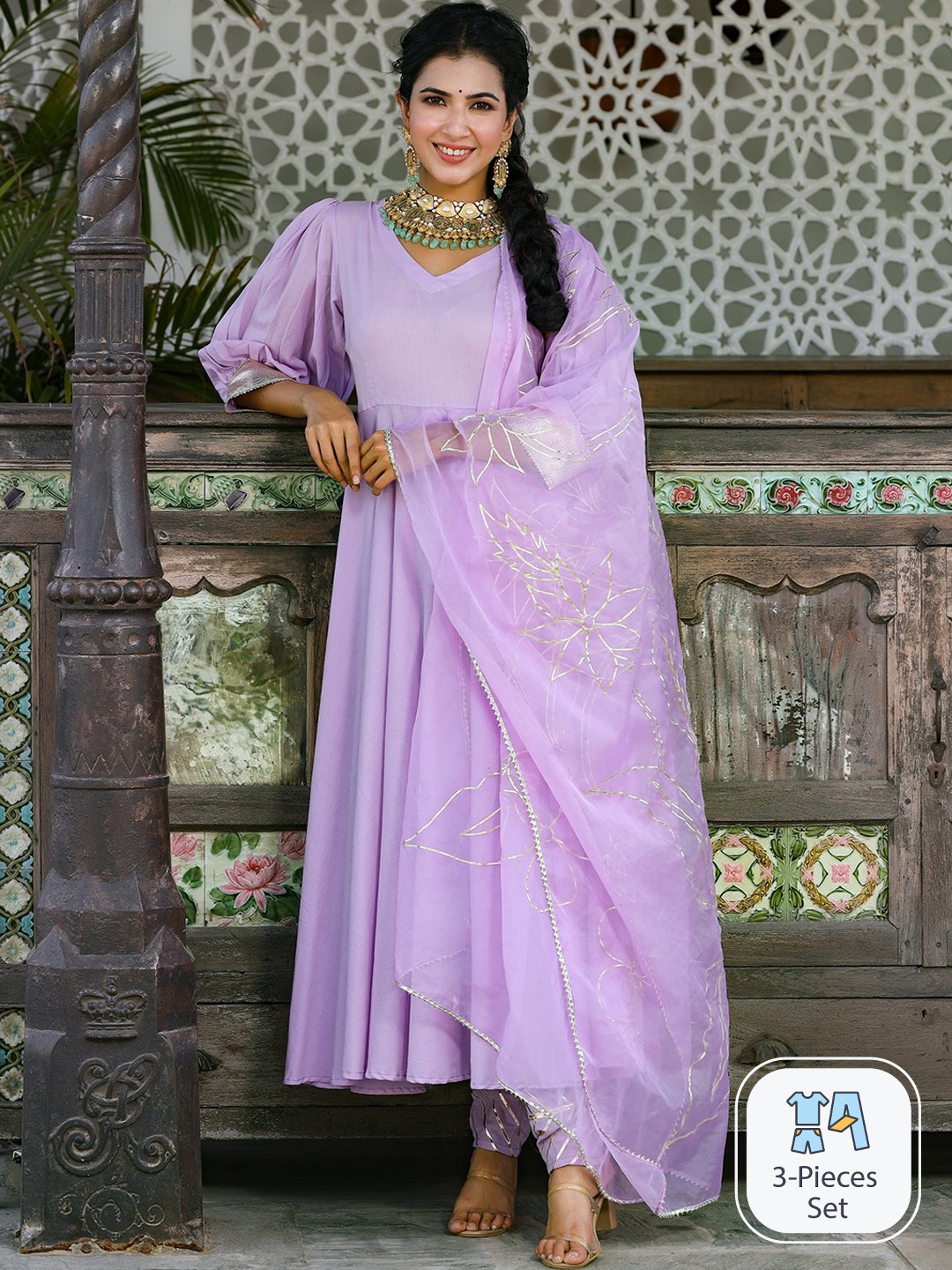 PINKVILLE JAIPUR Anarkali Gotta Patti Pure Cotton Kurta with Churidar & With Dupatta, Lavender
PINKVILLE JAIPUR Anarkali Gotta Patti Pure Cotton Kurta with Churidar & With Dupatta, Lavender