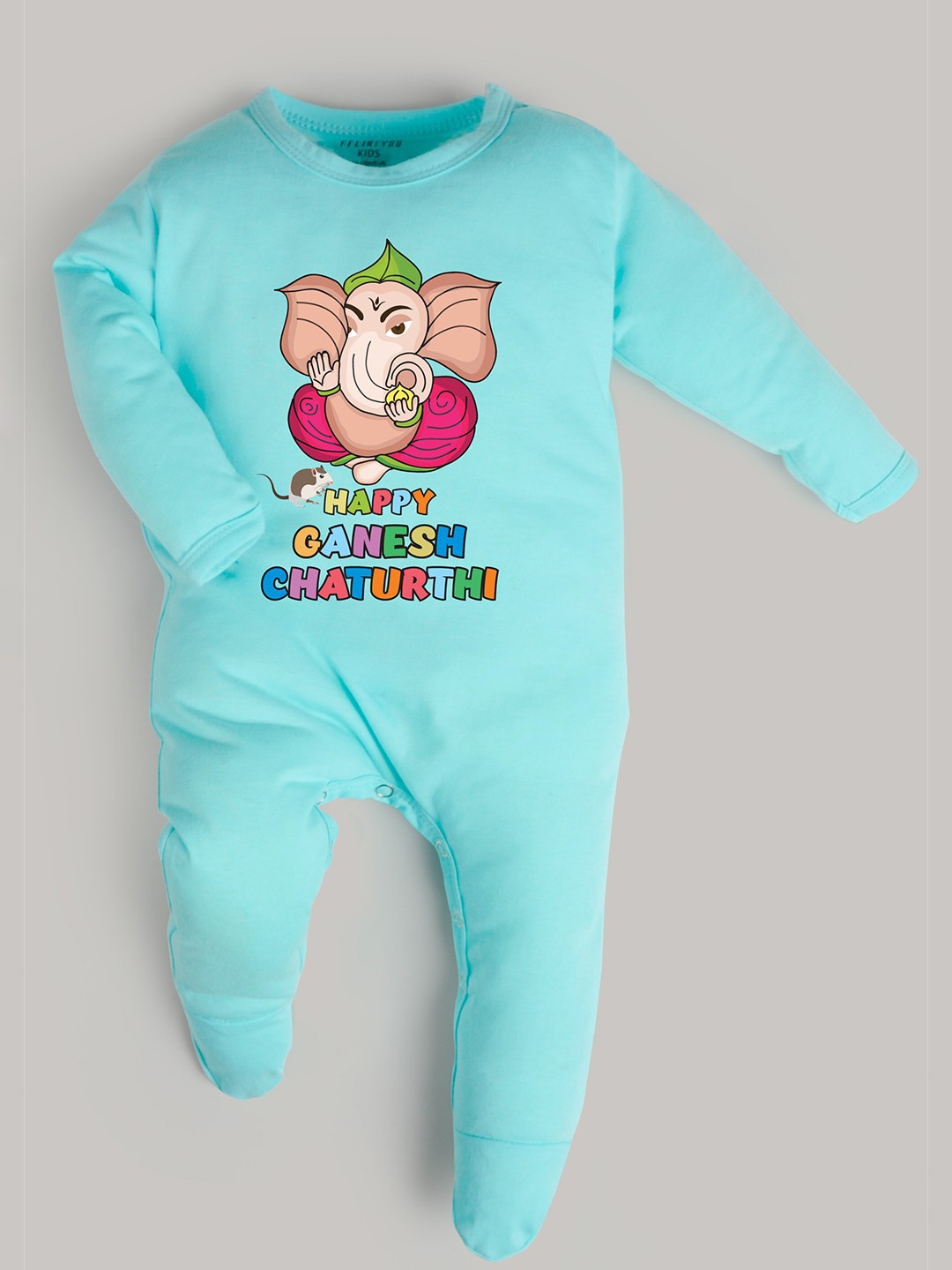 FFLIRTYGO Infants Ganesh Chaturthi Special Printed Pure Cotton Sleepsuit, Turquoise blue
FFLIRTYGO Infants Ganesh Chaturthi Special Printed Pure Cotton Sleepsuit, Turquoise blue