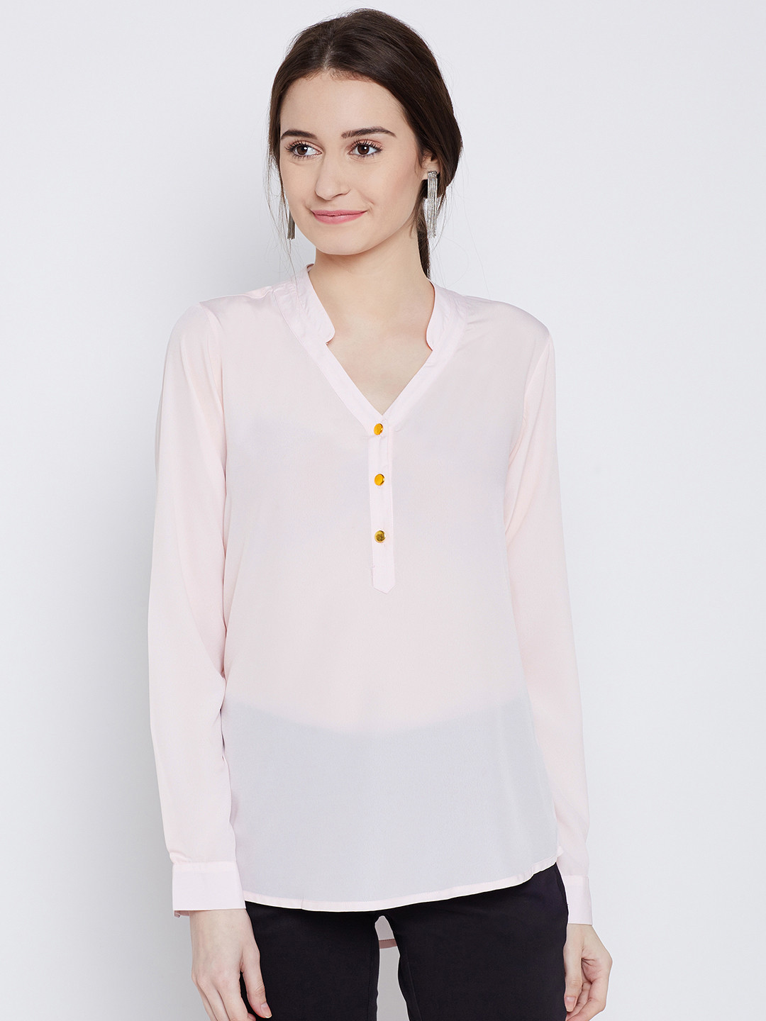 FabAlley Women Pink Solid Semi-Sheer Top
FabAlley Women Pink Solid Semi-Sheer Top