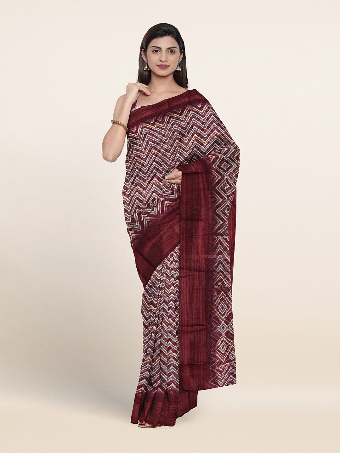 Pothys Geometric Printed Saree, Purple