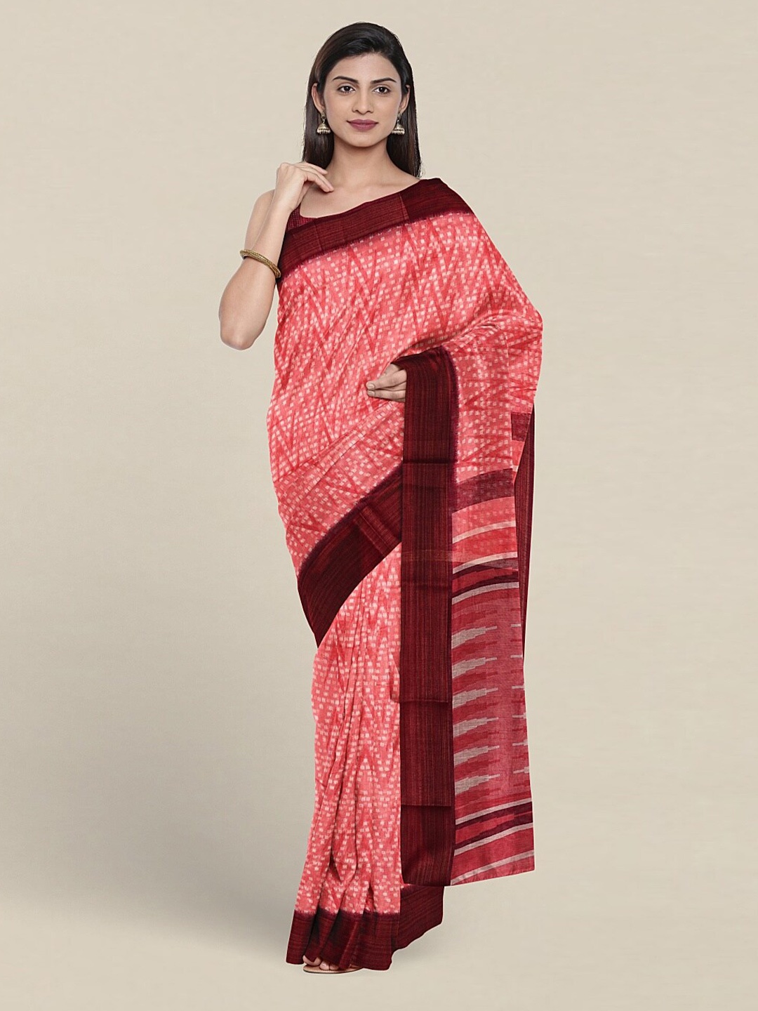 Pothys Geometric Printed Saree, Pink
