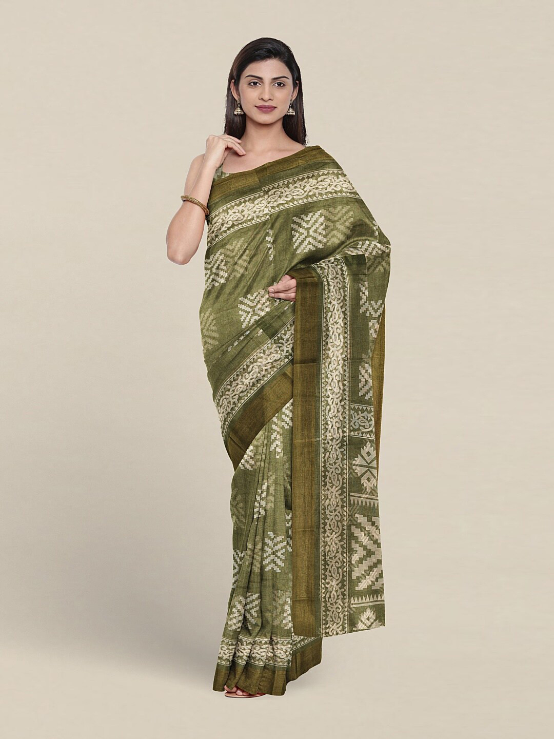 Pothys Ethnic Motifs Printed Saree, Green 
Pothys Ethnic Motifs Printed Saree, Green