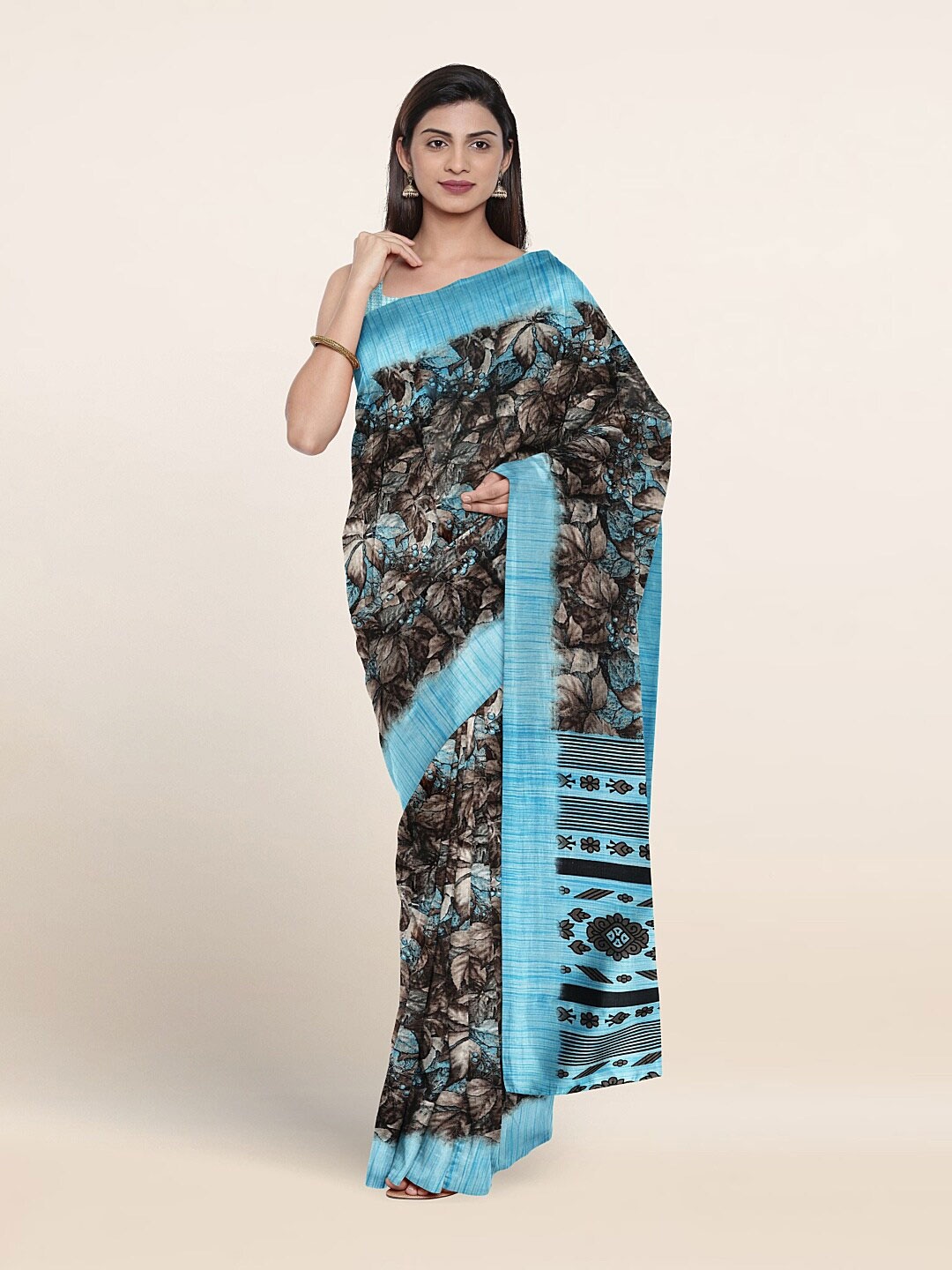 Pothys Floral Printed Saree, Black