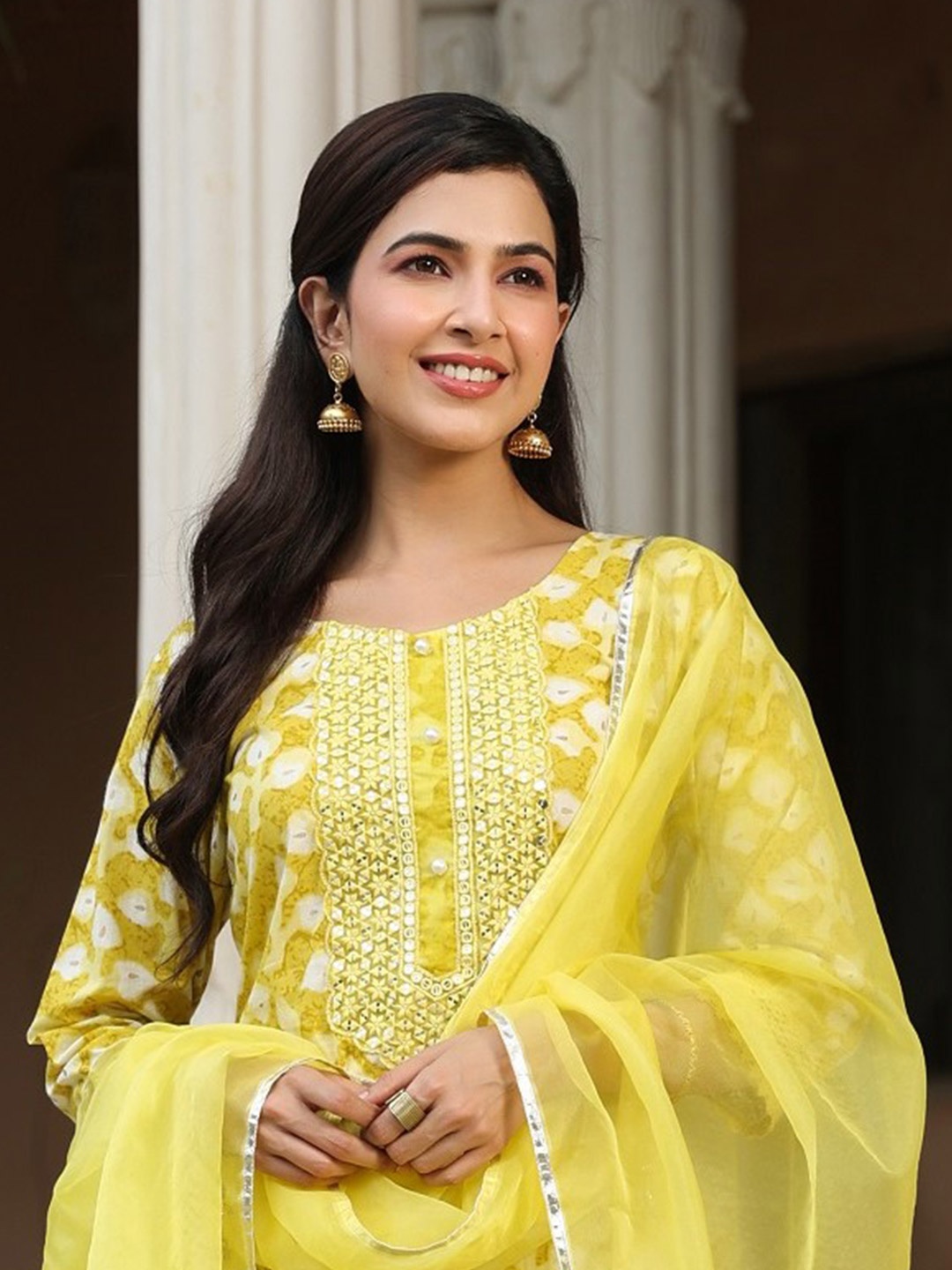 PINKVILLE JAIPUR Ethnic Printed Mirror Work Pure Cotton Kurta With Trousers & Dupatta, Lime green
PINKVILLE JAIPUR Ethnic Printed Mirror Work Pure Cotton Kurta With Trousers & Dupatta, Lime green