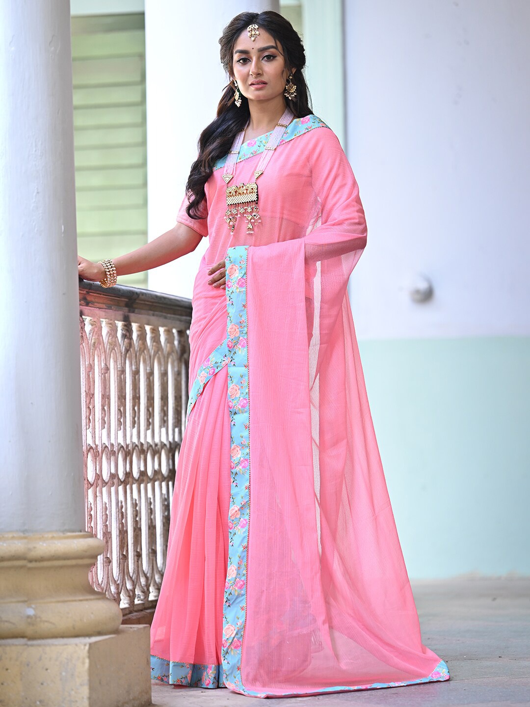 Anouk Poly Silk Saree, Pink