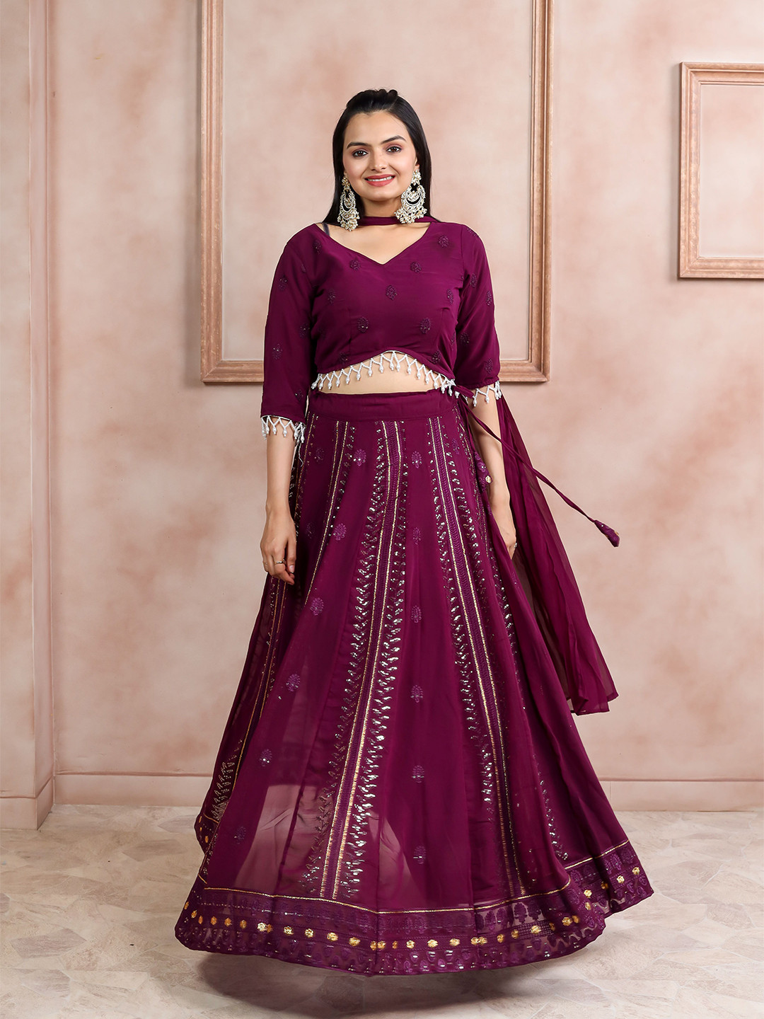 Virah Fashion Embroidered Thread Work Ready to Wear Lehenga & Blouse With Dupatta, Purple
Virah Fashion Embroidered Thread Work Ready to Wear Lehenga & Blouse With Dupatta, Purple