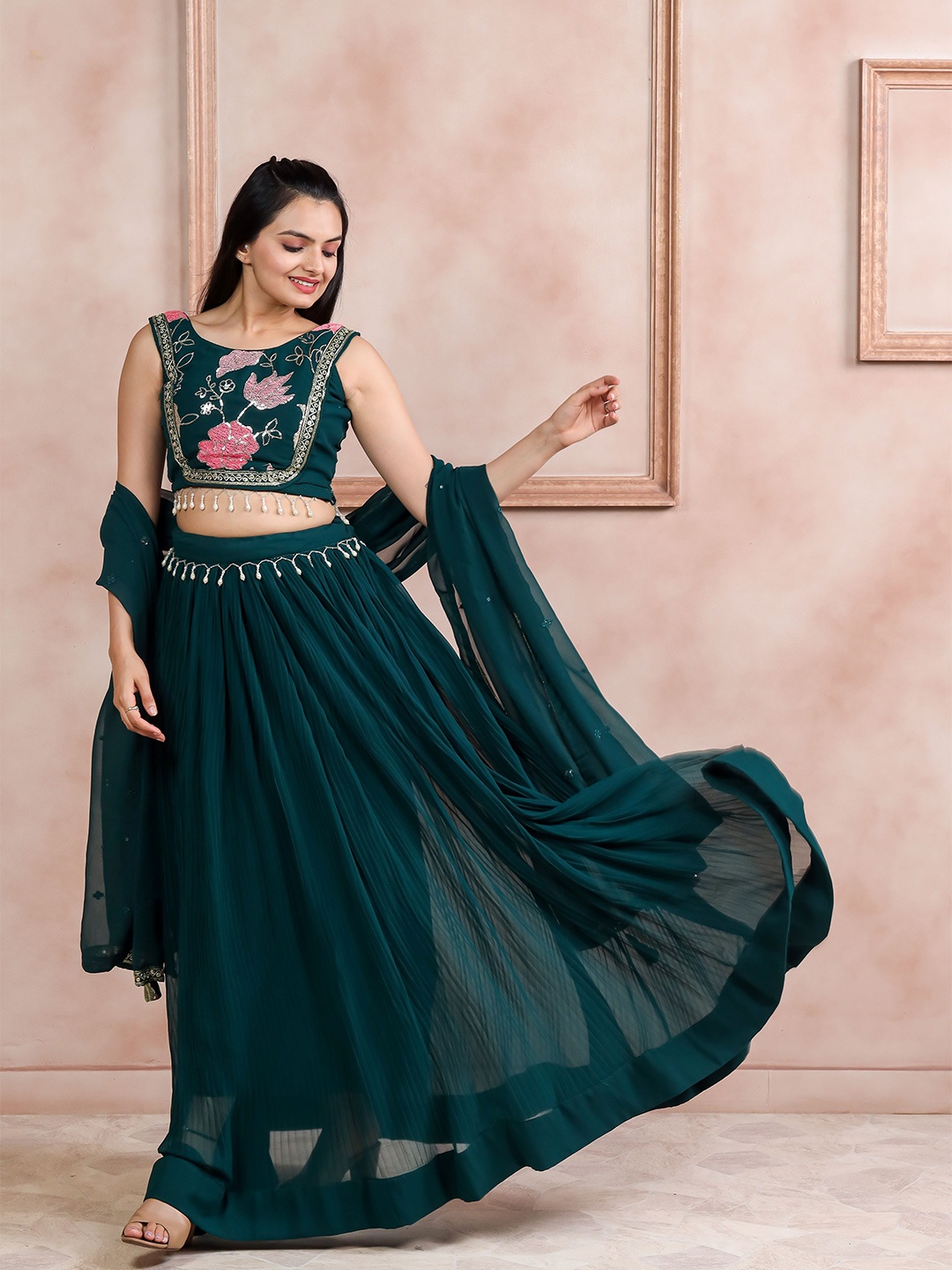 Virah Fashion Embroidered Thread Work Ready to Wear Lehenga & Blouse With Dupatta, Green
Virah Fashion Embroidered Thread Work Ready to Wear Lehenga & Blouse With Dupatta, Green