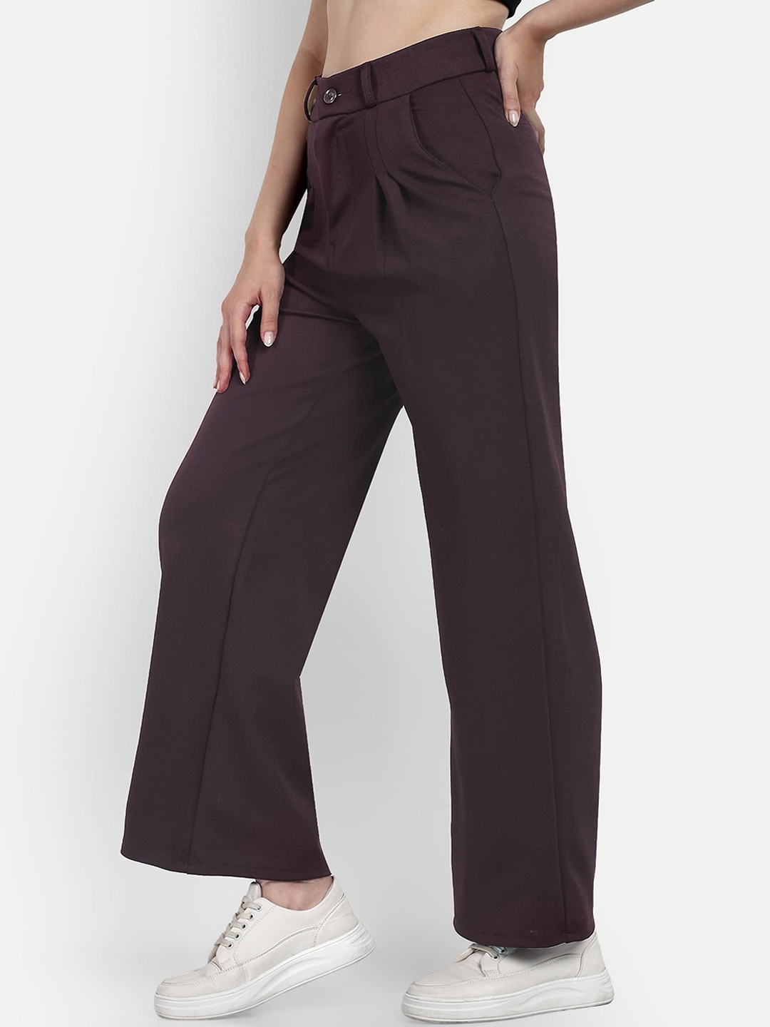 BROADSTAR Women Smart Loose Fit High-Rise Easy Wash Pleated Cotton Parallel Trousers, Brown
BROADSTAR Women Smart Loose Fit High-Rise Easy Wash Pleated Cotton Parallel Trousers, Brown