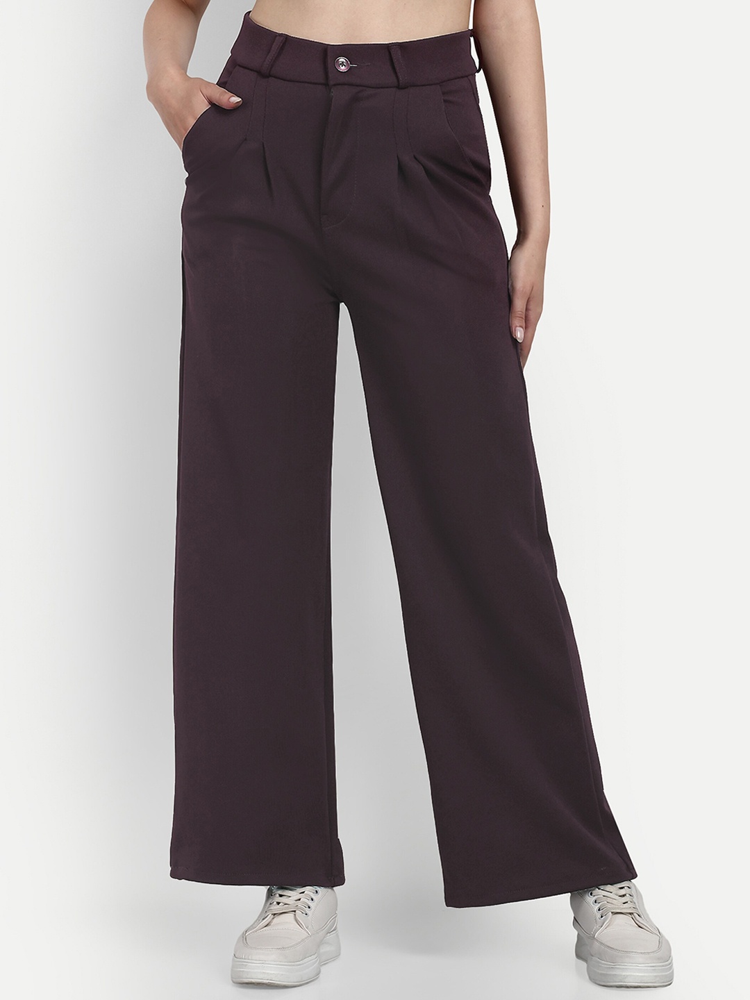 BROADSTAR Women Smart Loose Fit High-Rise Pleated Easy Wash Cotton Parallel Trousers, Brown
BROADSTAR Women Smart Loose Fit High-Rise Pleated Easy Wash Cotton Parallel Trousers, Brown