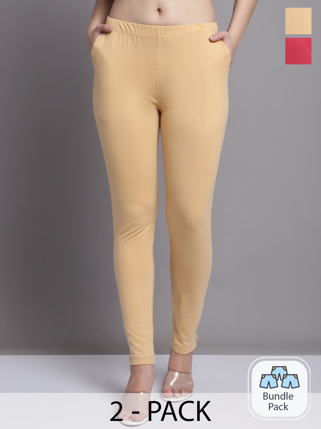 GRACIT Women Beige Peach Pack of 2 Cotton Ankle length Leggings with side pocket, Nude
GRACIT Women Beige Peach Pack of 2 Cotton Ankle length Leggings with side pocket, Nude