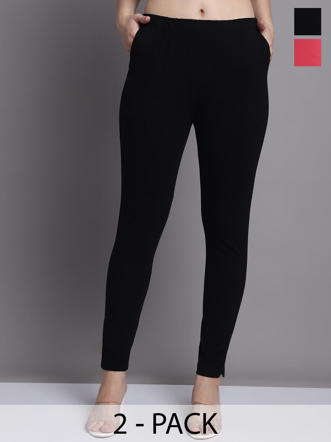 GRACIT Women Black Peach Pack of 2 Cotton Ankle length Leggings with side pocket
GRACIT Women Black Peach Pack of 2 Cotton Ankle length Leggings with side pocket