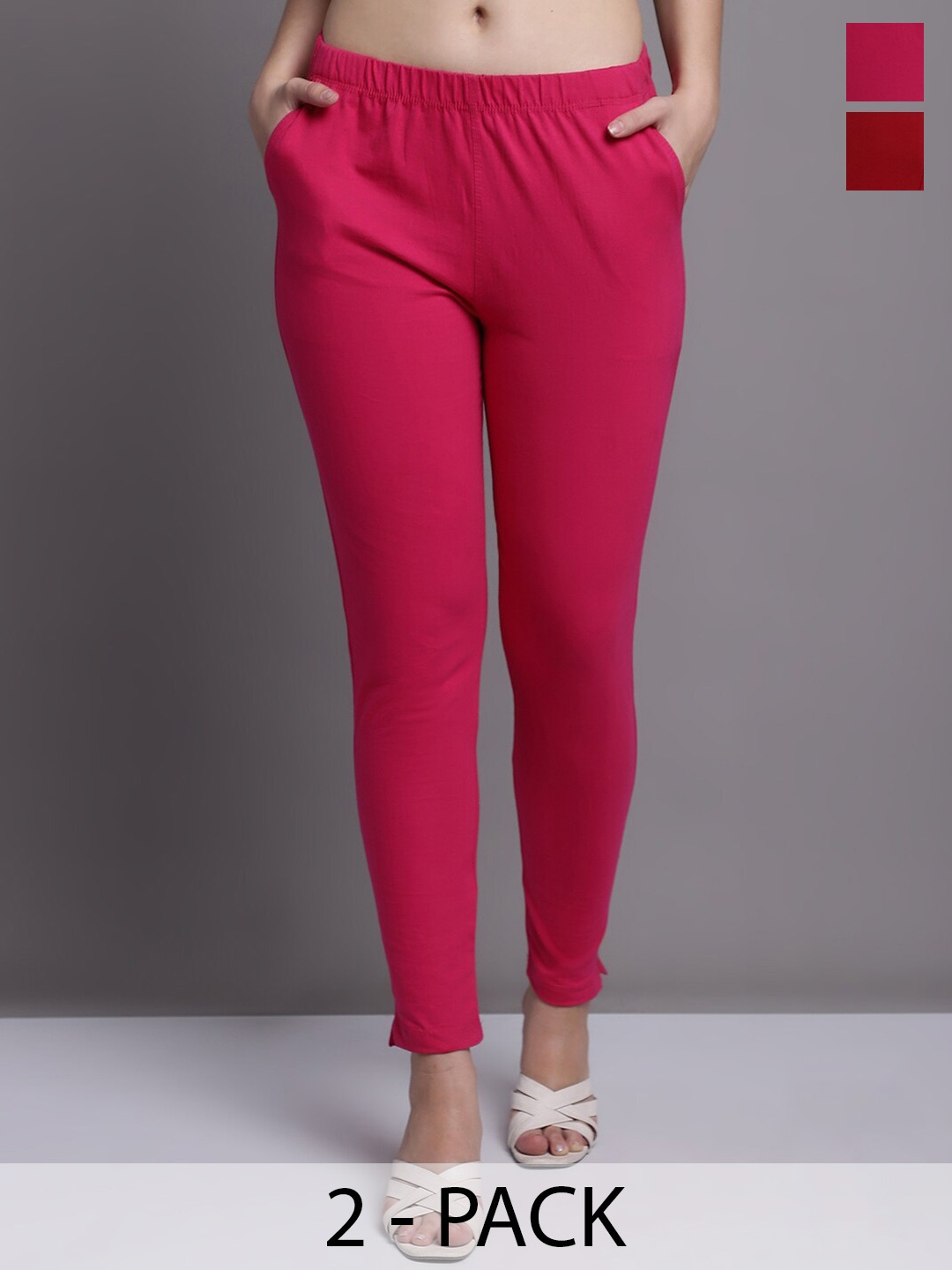 GRACIT Women Pink Maroon Pack of 2 Cotton Ankle length Leggings with side pocket
GRACIT Women Pink Maroon Pack of 2 Cotton Ankle length Leggings with side pocket