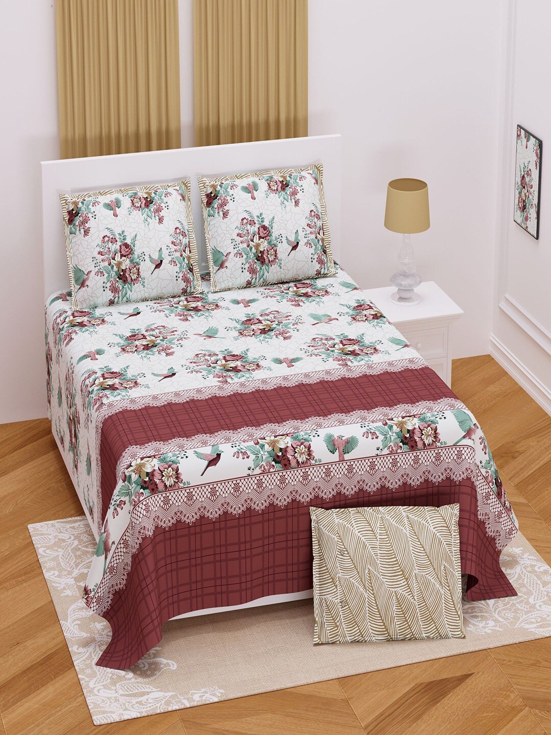 UNIQCHOICE Brown & White Floral Pure Cotton 180 TC King Bedsheet with 2 Pillow Covers
UNIQCHOICE Brown & White Floral Pure Cotton 180 TC King Bedsheet with 2 Pillow Covers