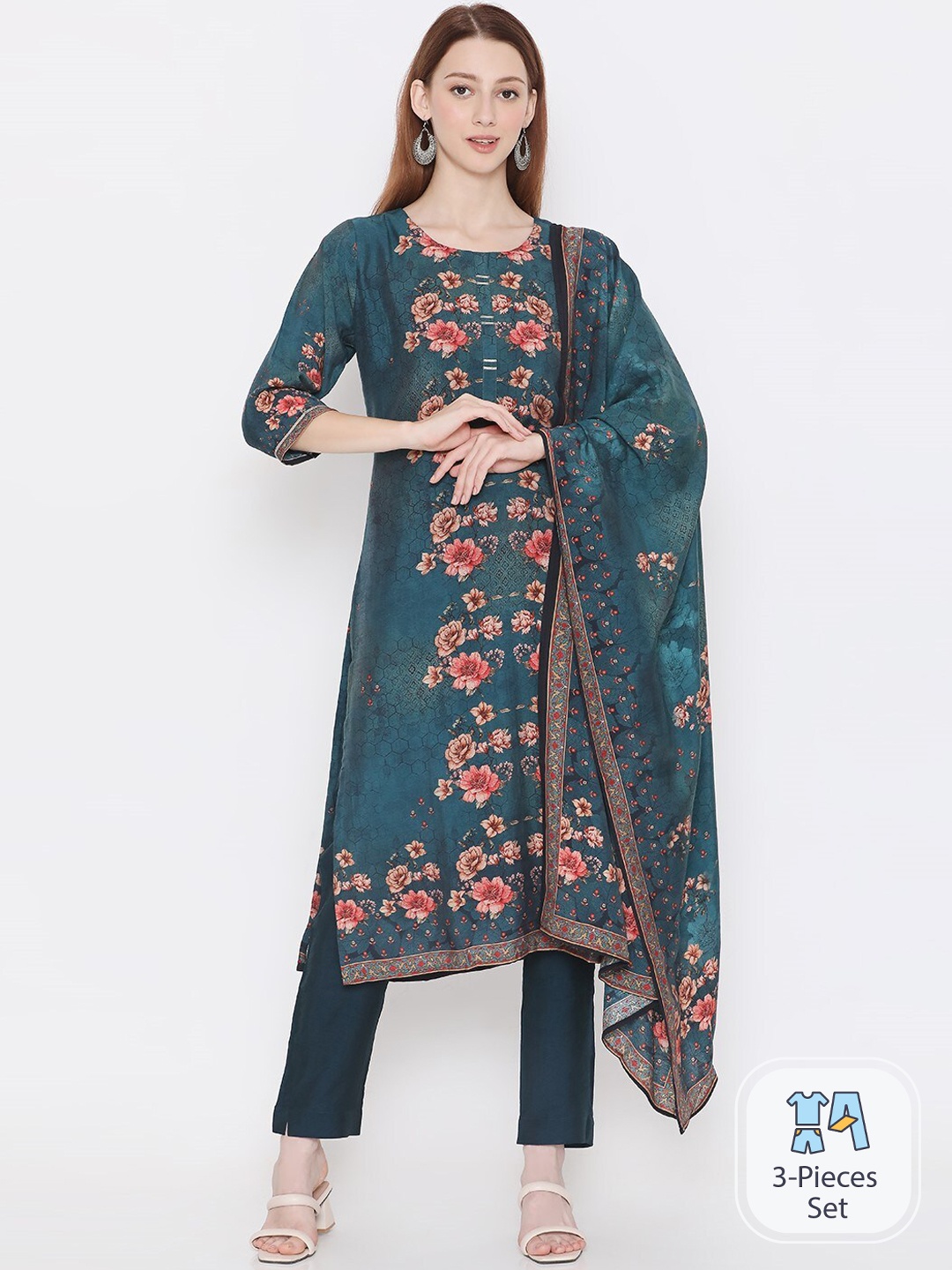 PRESENT CREATION Floral Printed Regular Pure Cotton Kurta With Trousers & Dupatta, Green
PRESENT CREATION Floral Printed Regular Pure Cotton Kurta With Trousers & Dupatta, Green