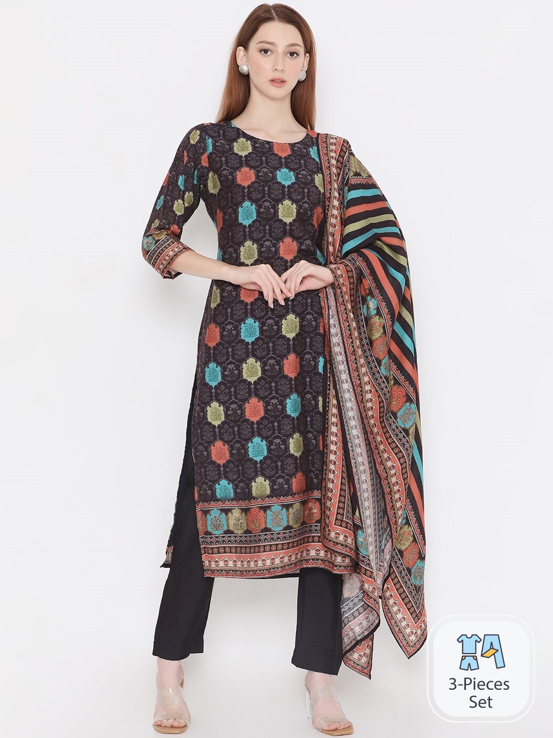PRESENT CREATION Ethnic Motifs Printed Pure Cotton Straight Kurta & Trousers With Dupatta, Brown
PRESENT CREATION Ethnic Motifs Printed Pure Cotton Straight Kurta & Trousers With Dupatta, Brown