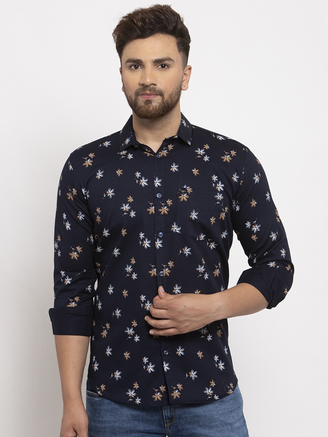 HANUMNTRA Comfort Floral Printed Spread Collar Regular Fit Polycotton Casual Shirt, Navy blue
HANUMNTRA Comfort Floral Printed Spread Collar Regular Fit Polycotton Casual Shirt, Navy blue