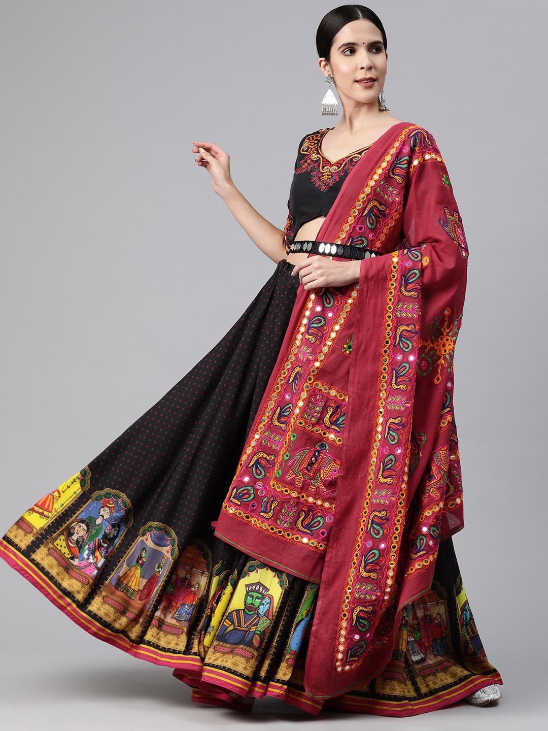 Mizzific Embroidered Mirror Work Semi-Stitched Lehenga & Unstitched Blouse With Dupatta, Black
Mizzific Embroidered Mirror Work Semi-Stitched Lehenga & Unstitched Blouse With Dupatta, Black