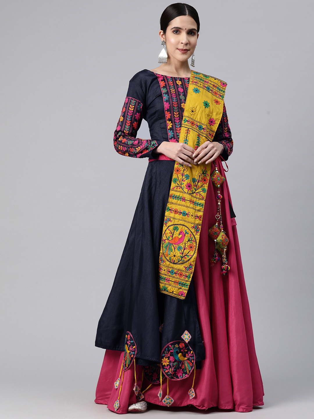 Mizzific Embroidered Mirror Work Semi-Stitched Lehenga & Unstitched Blouse With Dupatta, Navy blue
Mizzific Embroidered Mirror Work Semi-Stitched Lehenga & Unstitched Blouse With Dupatta, Navy blue