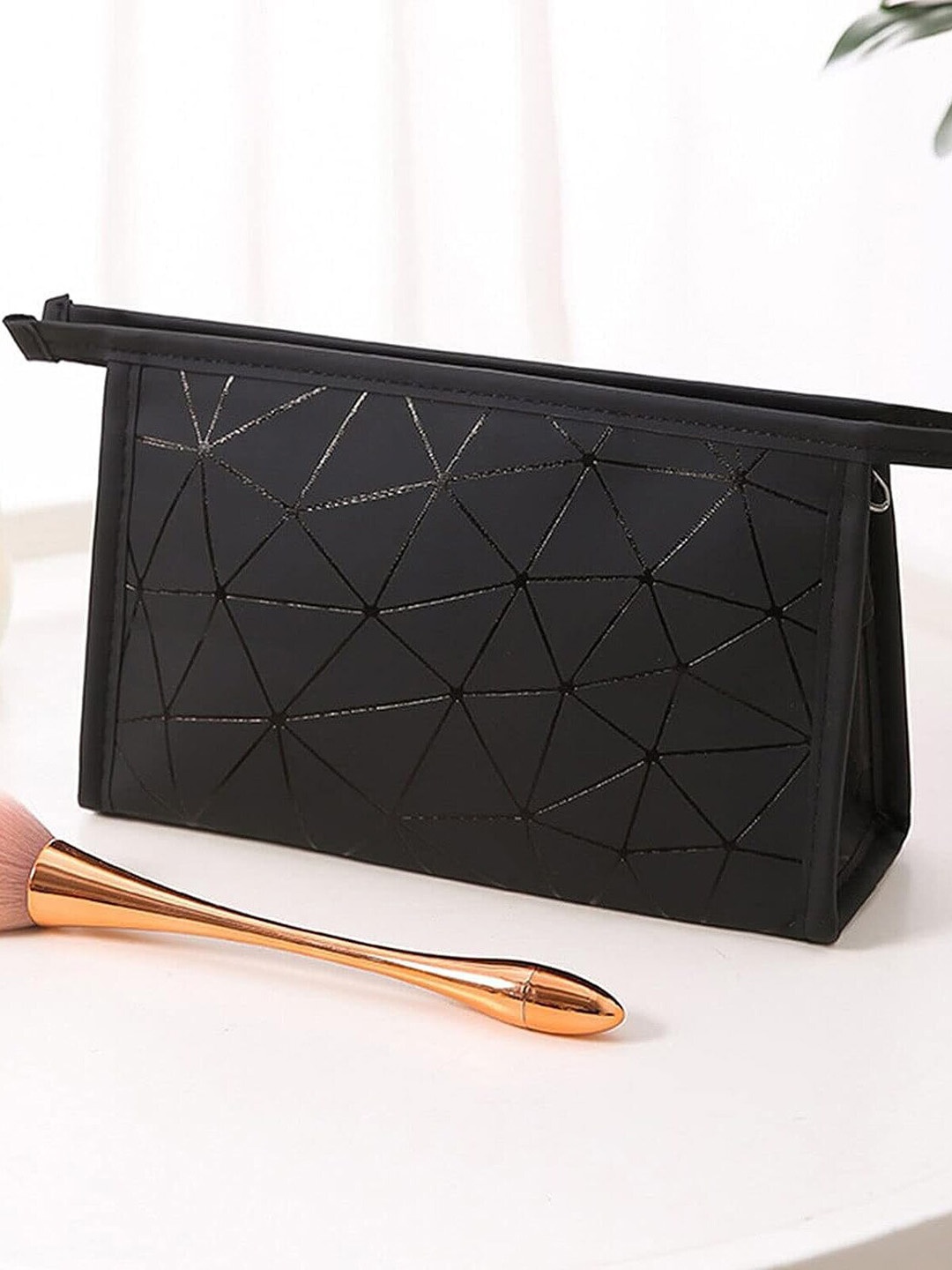 HOUSE OF QUIRK Black & Grey Printed Makeup Bag Organiser