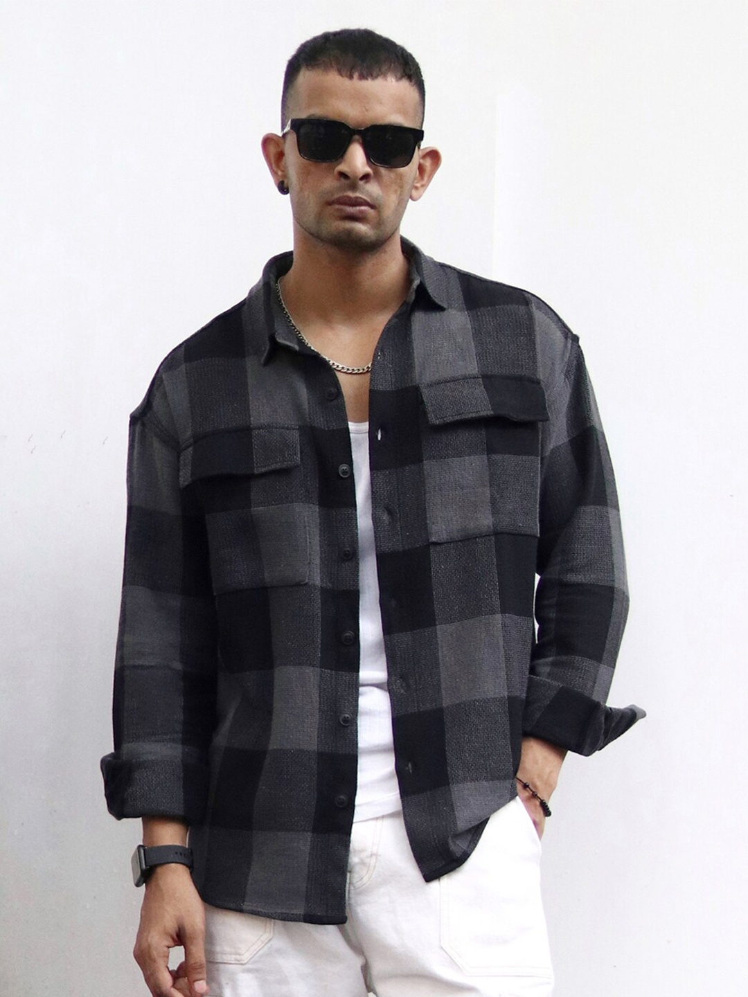 Powerlook Black India Slim Oversized Buffalo Checks Opaque Pure Cotton Casual Shacket
Powerlook Black India Slim Oversized Buffalo Checks Opaque Pure Cotton Casual Shacket