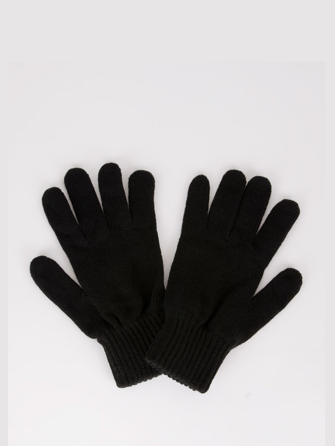 DeFacto Men Knitted Acrylic Hand Gloves, Black