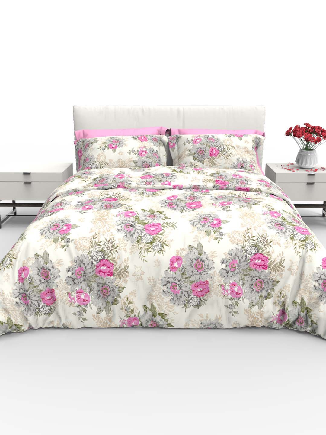 THE WHITE MOSS White & Pink Printed Cotton 220 TC Queen Bedsheet with 2 Pillow Covers
THE WHITE MOSS White & Pink Printed Cotton 220 TC Queen Bedsheet with 2 Pillow Covers