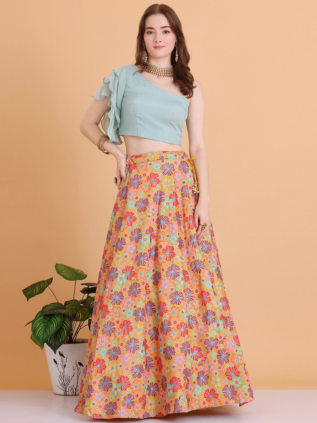 Ethnovog Embellished Sequinned Ready to Wear Lehenga & Blouse With Dupatta, Blue