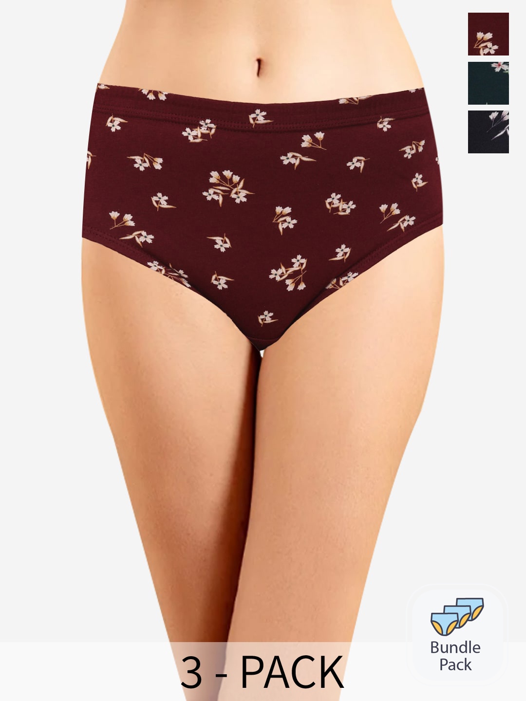 In Care Pack Of 3 Floral Printed Mid-Rise Pure Cotton Hipster Briefs ISIN-014, Maroon
In Care Pack Of 3 Floral Printed Mid-Rise Pure Cotton Hipster Briefs ISIN-014, Maroon